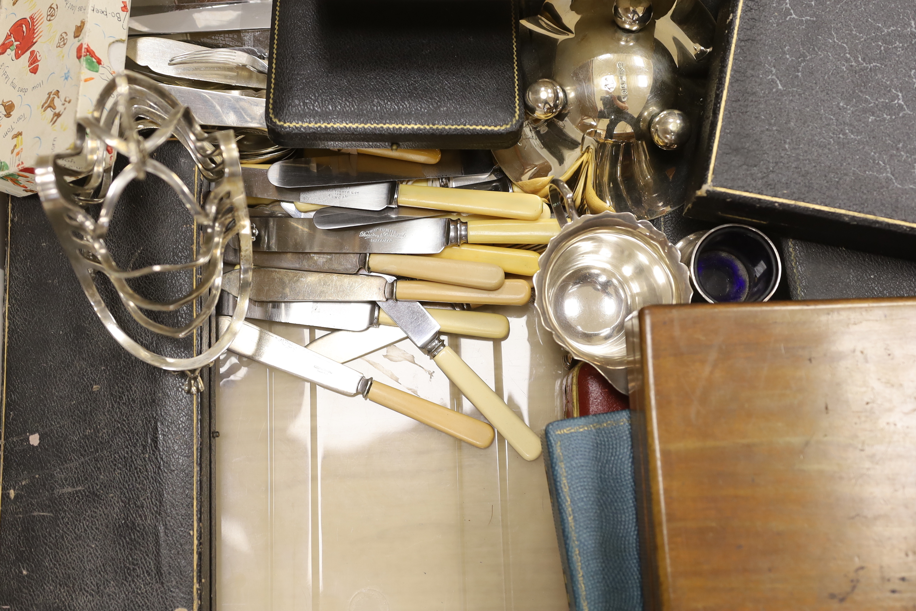 A quantity of various silver plated wares and cutlery